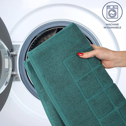 Superior 100% Cotton Bathmat Set, Bath Mats, Bathroom Decor, Shower, Bathtub Essentials, Home Accessories, Small Washable Rug, No Backing, Heavyweight, Nora Collection, Set of 2, 22" x 35", Teal