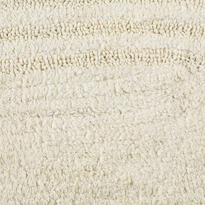 DII Crochet Collection Reversible Bath Mat, Round, 27.5" Diameter, Off-White