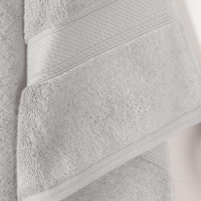 Superior Solid Egyptian Cotton Bath Towel Set, 30" x 55", Silver, 2-Pieces | Quick Dry, Soft Luxury Towel Set, Bath Essentials for Bathroom, Guest Bath, Spa, 2 Piece Bath, Madeline Towels