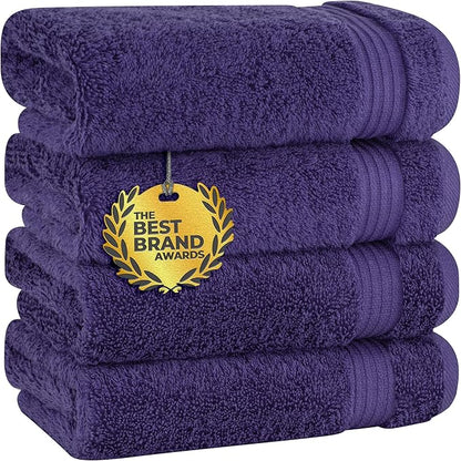 Cotton Paradise Hand Towels for Bathroom, 100% Cotton Turkish 4 Piece Hand Towel Set, Soft Absorbent Face Towels, Purple Hand Towels