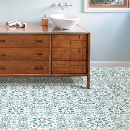 FloorPops FP2949 Radiance Peel & Stick Floor Tiles, Blue (Pack of 6)