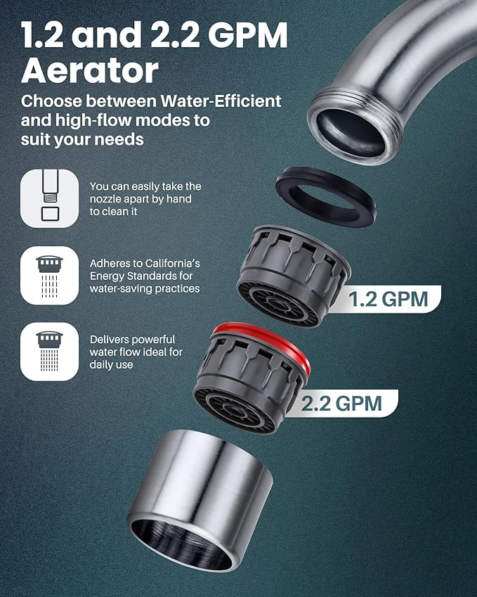 ARCORA 2 Handle Modern Bathroom Faucet Brushed Nickel, 4 Inch Centerset Bathroom Faucet with Drain Assembly and Supply Hoses, 3 Holes Faucet for Bathroom Sink