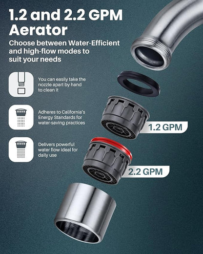 ARCORA 2 Handle Modern Bathroom Faucet Brushed Nickel, 4 Inch Centerset Bathroom Faucet with Drain Assembly and Supply Hoses, 3 Holes Faucet for Bathroom Sink