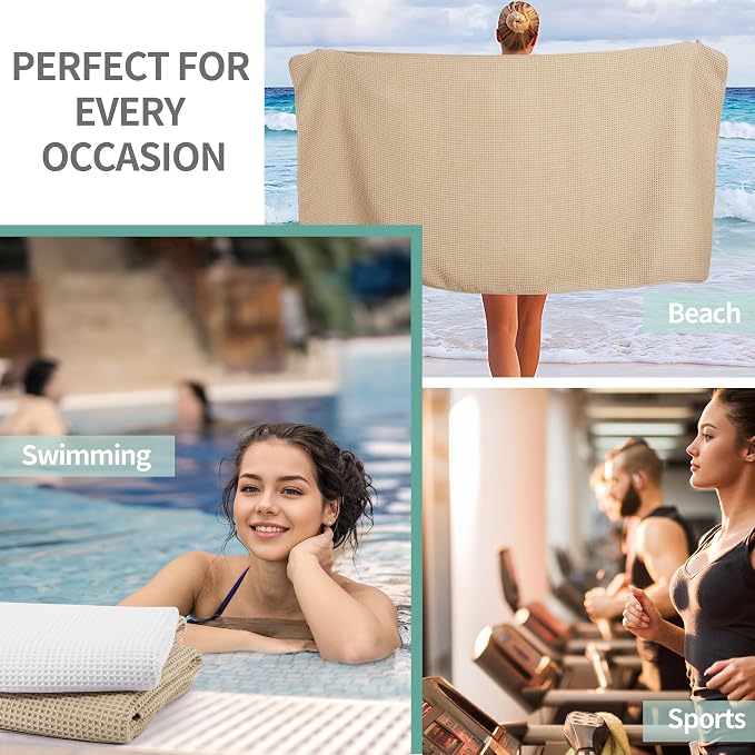 MICROFI New Microfiber Waffle Bath Towels, 2 Pieces, Oversized, Soft, Absorbent, Fast Drying, Lint Free 430 GSM (30''x60''/76cm x 152cm)
