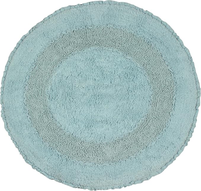 Home Weavers Radiant Collection 100% Cotton Bathroom Rugs Set, Bathroom Décor, Washable Rug, Extra Soft and Absorbent Bath Rug, Kitchen Mat, Bath Mat Set, Bath Floor Mat Non Slip, 30" Round, Sky Blue