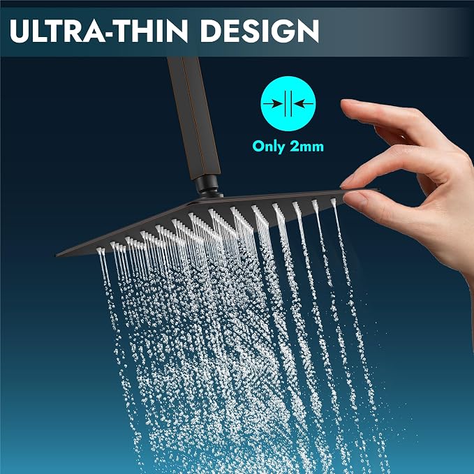 Midanya Square Rain Shower Head,High Pressure,Oil Rubbed Bronze 6 Inch | 360°Swivel,Ceiling or Wall Mount,Waterfall Full Body Coverage,Bathroom Remodel,Stainless Steel Large Rainfall Shower Head
