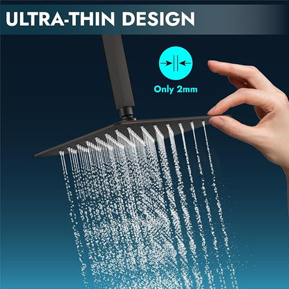 Midanya Square Rain Shower Head,High Pressure,Oil Rubbed Bronze 6 Inch | 360°Swivel,Ceiling or Wall Mount,Waterfall Full Body Coverage,Bathroom Remodel,Stainless Steel Large Rainfall Shower Head