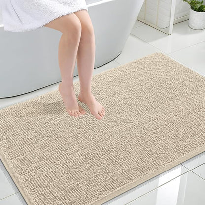OLANLY Large Bathroom Rugs 44x32, Extra Soft Absorbent Chenille Bath Rugs | Sand, Quick-Drying Rubber Backing, Machine Washable Bath Mat for Bathroom Floor, Tub and Shower, Home Decor Accessories