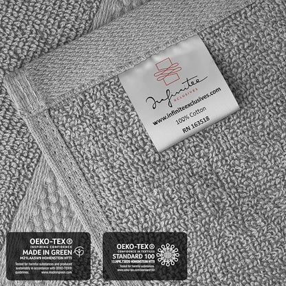 Infinitee Xclusives 100% Cotton Luxury Wash Cloths for Showering - 12 Pack | Washcloths [13x13] - Soft and Absorbent Face Towels for Bathroom Wash Clothes - Gym, Spa & Hotel Use