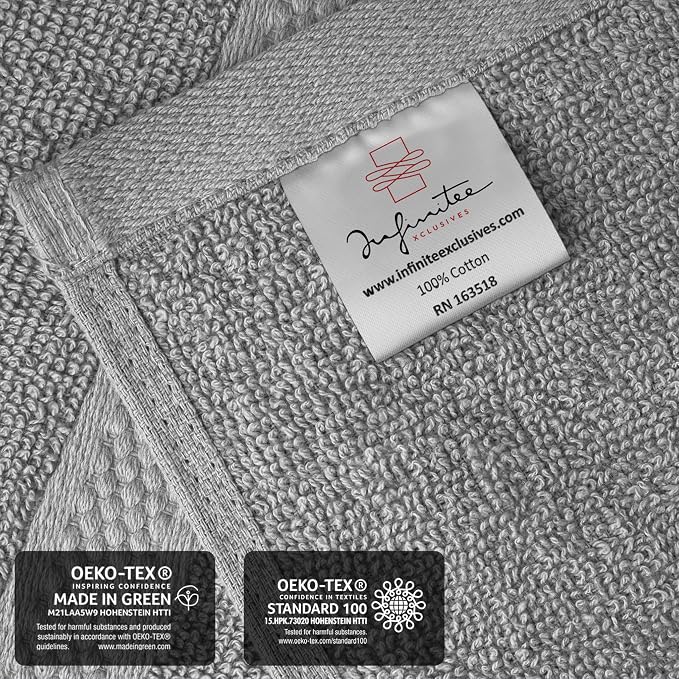 Infinitee Xclusives 100% Cotton Luxury Wash Cloths for Showering - 4 Pack | Washcloths [13x13] - Soft and Absorbent Face Towels for Bathroom Wash Clothes - Gym, Spa & Hotel Use