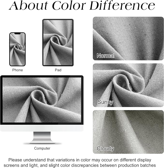 Light Grey Linen Shower Curtain, Cloth Textured Fabric Shower Curtain Set with Hooks, Simple Elegant Modern Farmhouse Country Ultra Thick Bath Curtains for Bathroom,Water Repellent,72x84