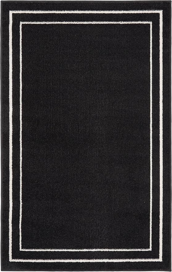 Nourison Home Nourison Essentials Black Ivory 2' x 4' Area Rug - Easy Clean, Non Shedding, Bed Room, Living Room, Dining Room, Kitchen (2' x 4')