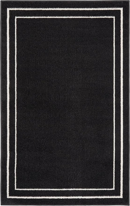 Nourison Home Nourison Essentials Black Ivory 2' x 4' Area Rug - Easy Clean, Non Shedding, Bed Room, Living Room, Dining Room, Kitchen (2' x 4')