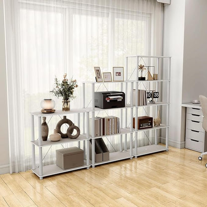 Homes: Inside + Out Apexa Modern 5-Tier Wide Shelving Units, Collectibles Display Shelves, Easy Assembly Standing Shelf, Home Storage Organizer for Living Room, Bedroom, Office, Taupe Grey