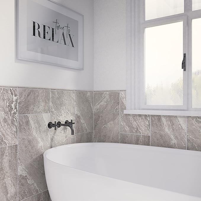 Daltile Perpetuo 1/2" X 12" Glazed Ceramic Wall Jolly in Satin Eternal Grey (sold by the piece)