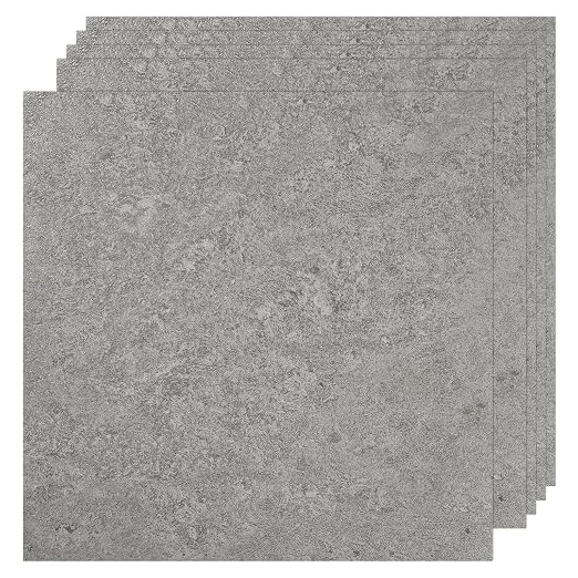 VallisCo 30-Piece Peel and Stick Floor Tiles, 12x12 Covers 30 Sq. Ft. Waterproof Vinyl Flooring, Renter-Friendly Self-Adhesive Floor Stickers for Kitchen, Bathroom, Basement & Home DIY Medium Grey