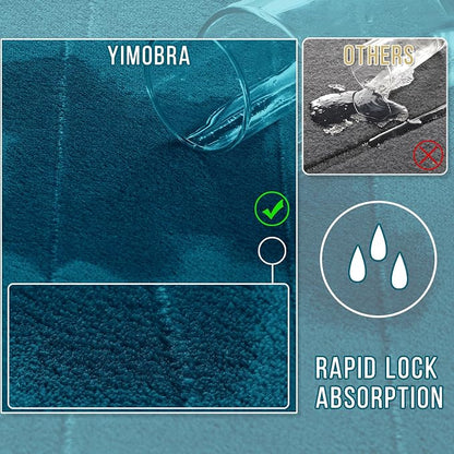 Yimobra Memory Foam Toilet Bath Mat U-Shaped, Soft and Comfortable, Water Absorption, Non-Slip, Thick, Machine Wash and Easier to Dry for Bathroom Commode Contour Rug, 24 X 20 Inches, Peacock Blue