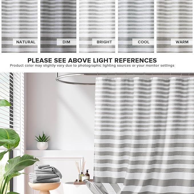 Madison Park Extra Wide Shower Curtain for Bathroom, Grey Ombre 108" x 72" | Ariana Ombre Cozy, Spa Quality Modern Waffle Weave Contemporary, 3M Scotchgard Treatment, Machine Washable