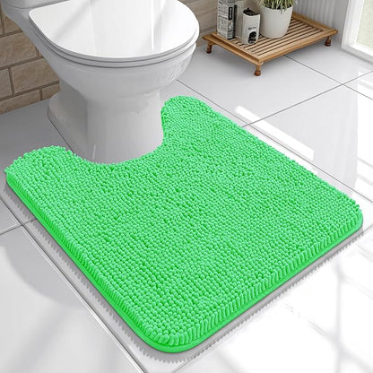 OLANLY Toilet Rugs U-Shaped 20x20, Soft Absorbent Chenille Contour Rugs | Mint Green, Quick-Drying Rubber Backing, Machine Washable Non-Slip Shaggy Bathroom Mat for Toilet, Home Decor Accessories