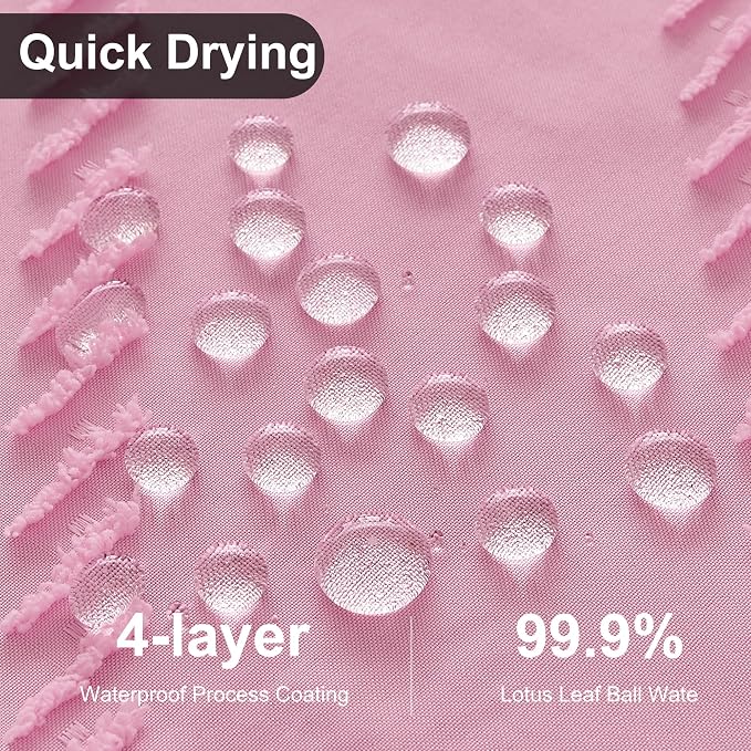 Siiluminisoy Extra Long Shower Curtains 72 x 84 Inches Tufted Chevron Pink Shower Curtains Fabric for Bathroom Modern Shabby Chic Waterproof Cloth Shower Curtain