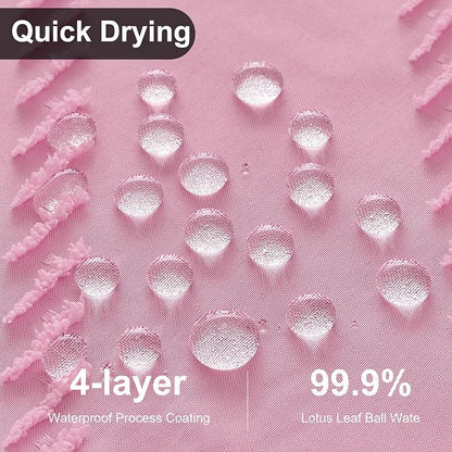 Siiluminisoy Extra Long Shower Curtains 72 x 84 Inches Tufted Chevron Pink Shower Curtains Fabric for Bathroom Modern Shabby Chic Waterproof Cloth Shower Curtain