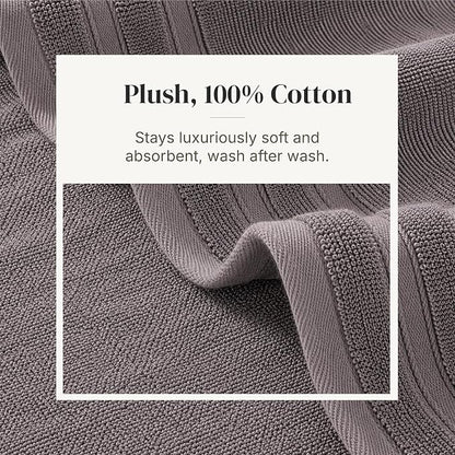 Modern Threads 6 Piece Cotton Bath Towel Set – Ultra Soft 550 GSM Towels – Bathroom Set with Hand Towels and Washcloths – Diamond Border (Silver Cloud)