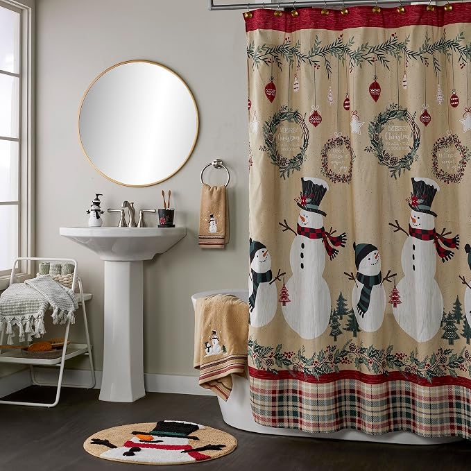 SKL Home Christmas/Winter Rustic Plaid Snowman Toothbrush Holder, Multi | Can be used in the bathroom, kitchen, bar or any sink space.