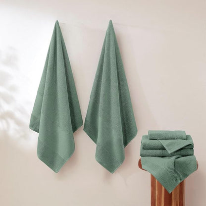 Modern Threads Air Cloud 18-Piece Towel Set - 100% Zero-Twist Cotton, 500 GSM, Quick Dry & Plush, Eucalyptus