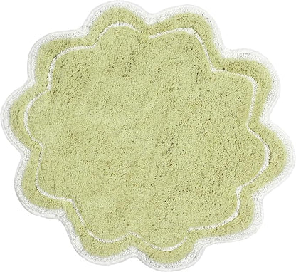 Home Weavers Allure Collection 100% Cotton Tufted Round Shape Bathroom Rug, Soft and Absorbent Bath Rugs, Non-Slip Bath Carpet, Machine Wash Dry Bath Mats for Bathroom Floor, 30" Round, Green