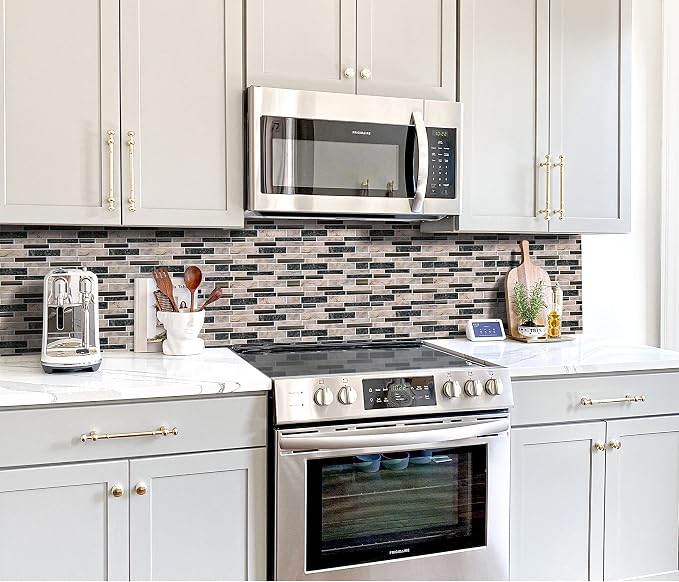 STICKGOO Thicker Design Peel and Stick Tile Backsplash, 12”×12”Stick on Backsplash for Kitchen, Self Adhesive Tile for Kitchen Backsplash and Bathroom(10 Sheets, Gray)