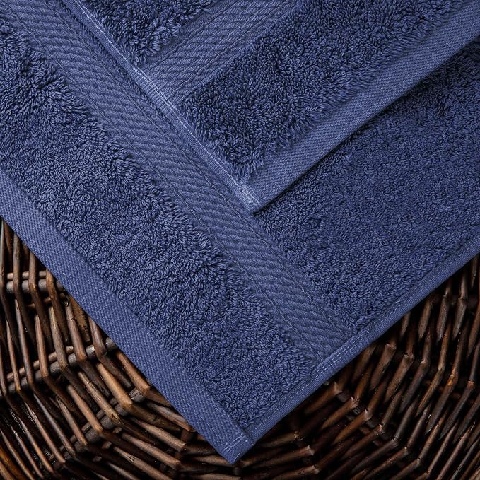 SUPERIOR Egyptian Cotton Ultra Plush & Absorbent, 10 Piece Set, Navy Blue | Quick Dry, Soft Luxury Towel Set, Bath Essentials, Guest Bath, Spa, 2 Bath, 4 Hand, 4 Face Towels, Madeline Towels