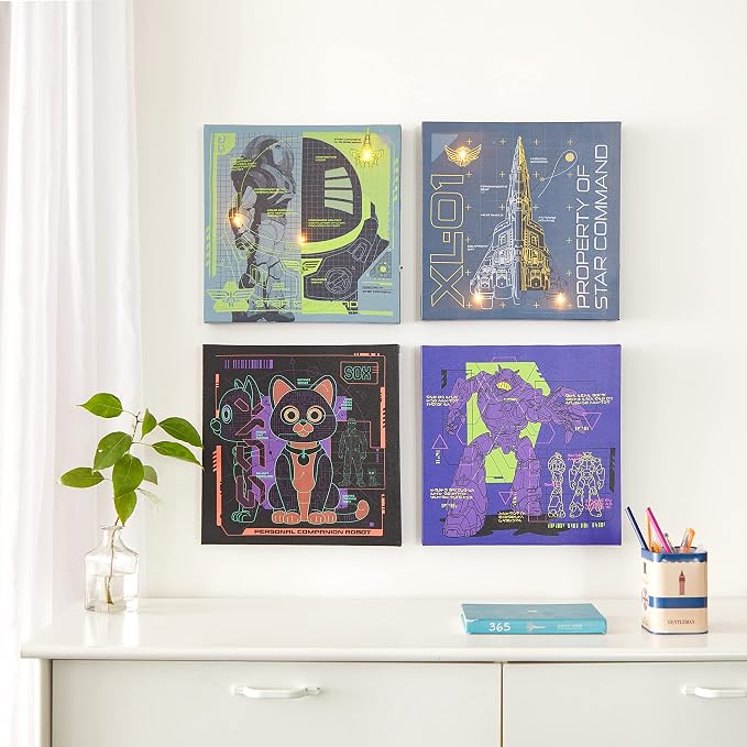 Idea Nuova Pixar Lightyear 4 Pack Square Canvas Wall Art Set, 11"x11" each