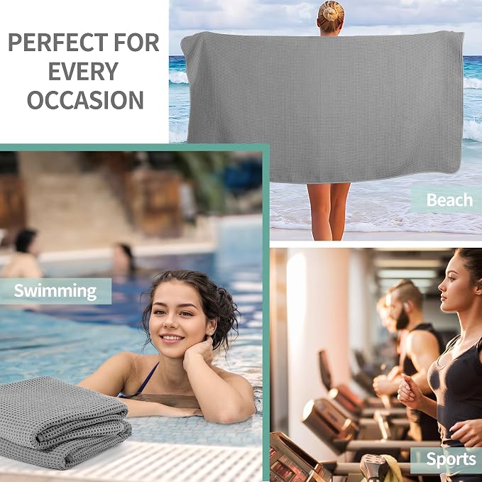 MICROFI New Microfiber Waffle Bath Towels, 2 Pieces, Oversized, Soft, Absorbent, Fast Drying, Lint Free 430 GSM (30''x60''/76cm x 152cm)