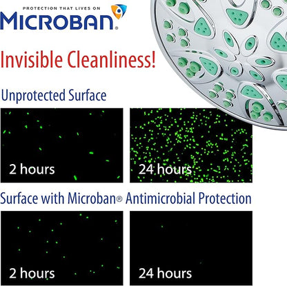 AquaDance Antimicrobial/Anti-Clog High-Pressure 30-setting Dual Head Combination Shower with Microban Nozzle Protection From Growth of Mold, Mildew & Bacteria for a Healthier Shower– Coral Green, 4 In