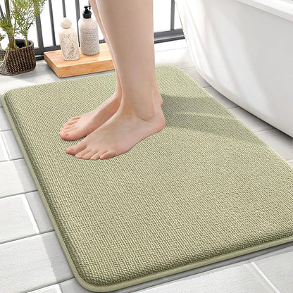 OLANLY Memory Foam Small Bathroom Rugs 24x16, Absorbent Bath Mat, Vanilla | Soft Quick Dry Bath Rugs, Non-Slip Carpet, Machine Washable Mat for Bathroom Floor, Tub and Shower, Home Decor Accessories