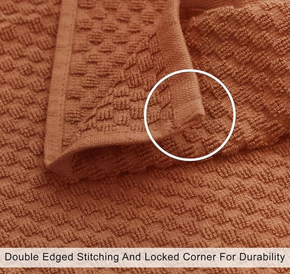 COTTON CRAFT Euro Spa Waffle Wash Cloth - Set of 12 Mocha Washcloth | Luxury Face Towel Set - 100% Cotton - Soft Plush Absorbent Low Lint Quick Dry - Gym Shower Beach Bath Kitchen - 12x12 inches