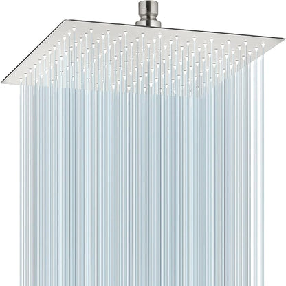 Midanya Square Rain Shower Head,High Pressure,Brushed Nickel 12 Inch | 360°Swivel,Ceiling or Wall Mount,Waterfall Full Body Coverage,Bathroom Remodel,Stainless Steel Large Rainfall Shower Head