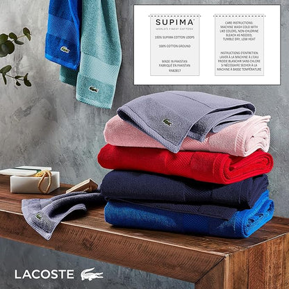 Lacoste Heritage 100% Supima Cotton Bath Sheet, Croc Green, 35" x 70" – Highly Absorbent & Quick Drying, Premium Super Soft Bath Towel, Bathroom Essential, Gift for All Occasions, Machine Washable