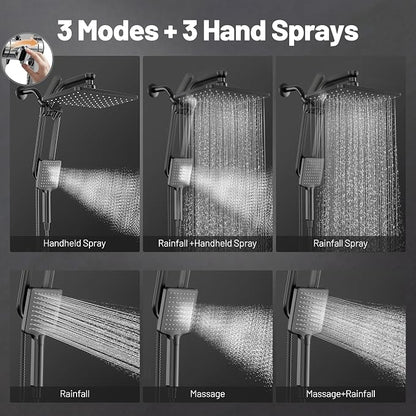 Dual Filtered Rainfall Handheld Showerhead Spray Combo with 7 Modes | 2026 Upgraded Shower Head Combo, Dual Filtration For Skin & Hair Care, One-Button Filter Replacement, Matte Black