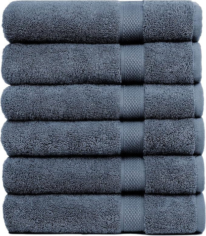 Pleasant Home Bath Towels Set of 6 (24” x 50”) 100% Cotton, 515 GSM | Lightweight, Soft & Highly Absorbent Luxury Towels for Bathroom | for Gym, Pool & Spa | 6 Pack, Navy