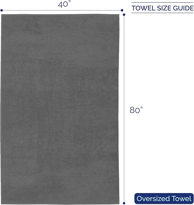 Elegant Comfort Premium Super Soft Highly Absorbent 1 Piece Oversized Bath Sheet - 40" x 80" inch, Luxurious Hotel Spa Quality 100% Turkish Cotton Extra Large Bath Towels for Adults, Grey