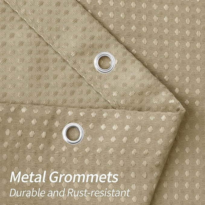 MitoVilla Waffle Small Stall Shower Curtain 36 x 72, Tan Half Size Shower Curtain, Fabric Narrow Shower Curtains for Bathroom Decor, 36 inch Waffle Weave Shower Curtain Set with Hooks, Taupe