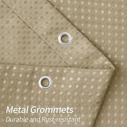 MitoVilla Waffle Small Stall Shower Curtain 36 x 72, Tan Half Size Shower Curtain, Fabric Narrow Shower Curtains for Bathroom Decor, 36 inch Waffle Weave Shower Curtain Set with Hooks, Taupe