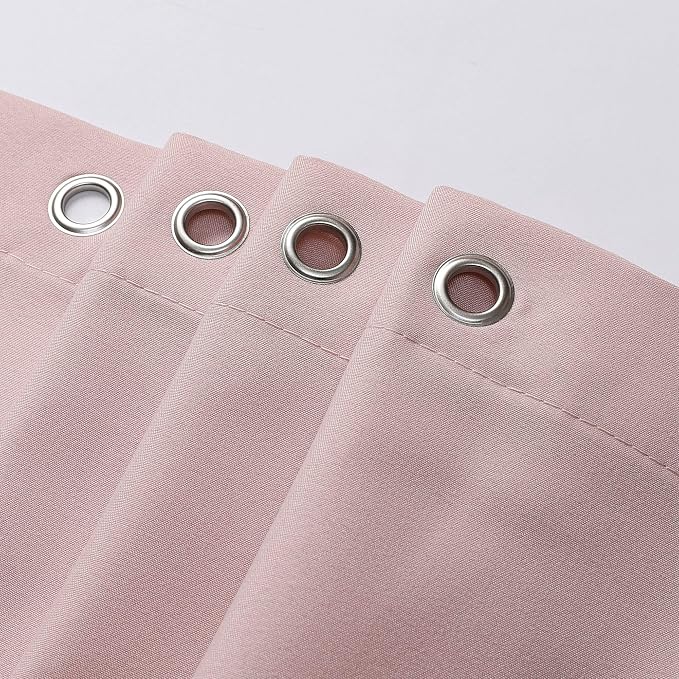 Zora 84 Inch Shower Curtain Set with 12 Plastic Hooks, Plain Fabric Shower Curtain for Bathroom - Extra Long Shower Curtain, Water Resistance, Machine Washable Soft Cloth, 72WX84L, Blush Pink