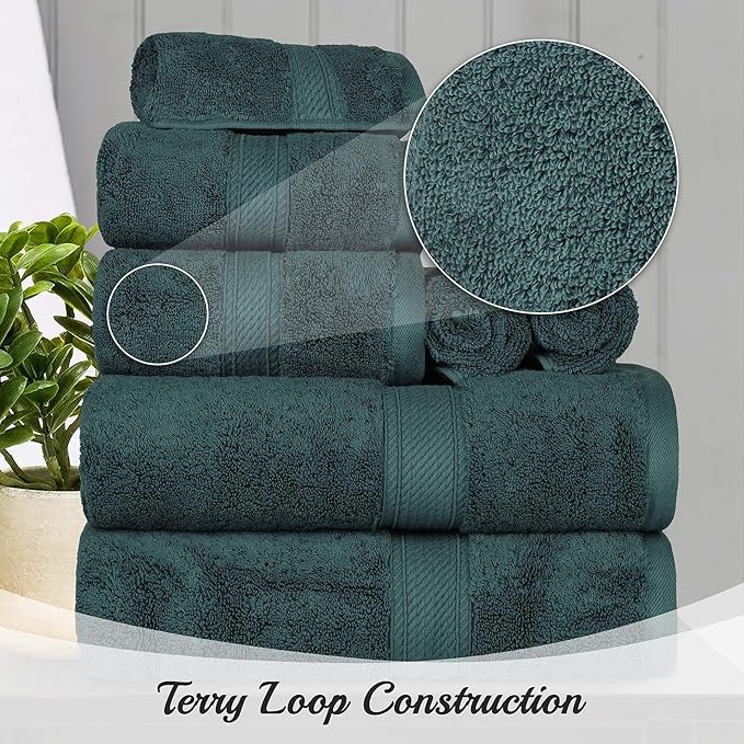 Superior Egyptian Cotton Plush & Absorbent, Hand Towel Set of 4, Teal | Quick Dry, Soft Luxury Towel Set, Bath Essentials for Bathroom, Guest Bath, Spa, 4 Piece Set, Madeline Towels