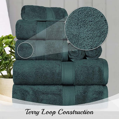 Superior Egyptian Cotton Plush & Absorbent, Hand Towel Set of 4, Teal | Quick Dry, Soft Luxury Towel Set, Bath Essentials for Bathroom, Guest Bath, Spa, 4 Piece Set, Madeline Towels