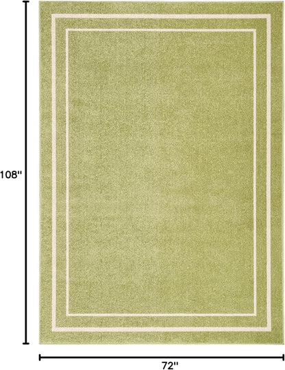 Nourison Home Nourison Essentials Green Ivory 6' x 9' Area Rug - Easy Clean, Non Shedding, Bed Room, Living Room, Dining Room, Kitchen (6' x 9')