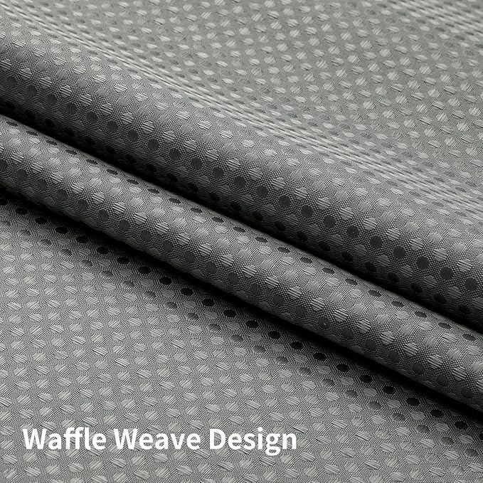 Colorful Star No Hook Shower Curtain with Snap in Fabric Liner, Waffle Weave Heavy Duty Thick Shower Curtains with Mesh Top Window, Hotel Style Waterproof Bathroom Curtain Set, 72 x 87 Inch, Grey