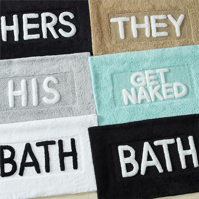 Cotton Bath Rug - Soft Cotton Bath Mat - Bathroom Decor - Water Absorbent and Machine Washable - Measures 21"x34" - His- Aqua Blue