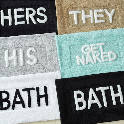 Cotton Bath Rug - Soft Cotton Bath Mat - Bathroom Decor - Water Absorbent and Machine Washable - Measures 21"x34" - His- Aqua Blue